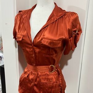 Vintage Bebe Rust Satin Blouse